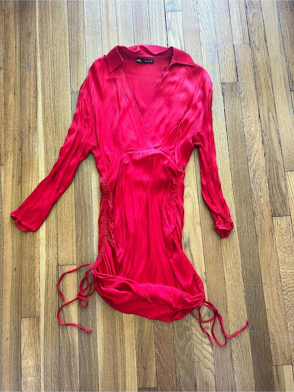 Zara Draped Satin Effect Dress Mini